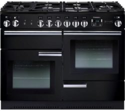 Rangemaster Professional 110 Dual Fuel Range Cooker - Black & Chrome